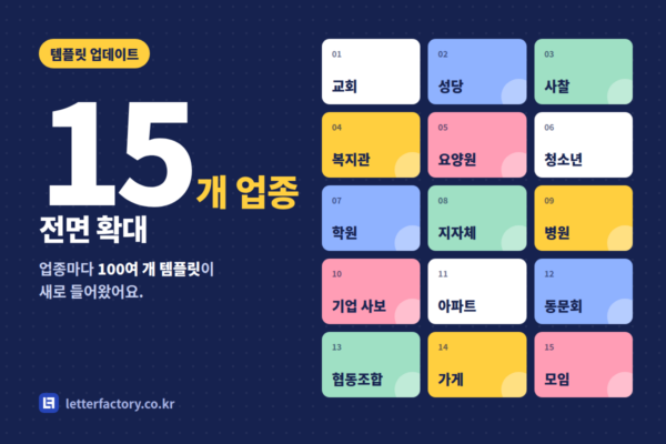 업종 15개로 전면 확대, 업종별 템플릿 100여 개 업데이트